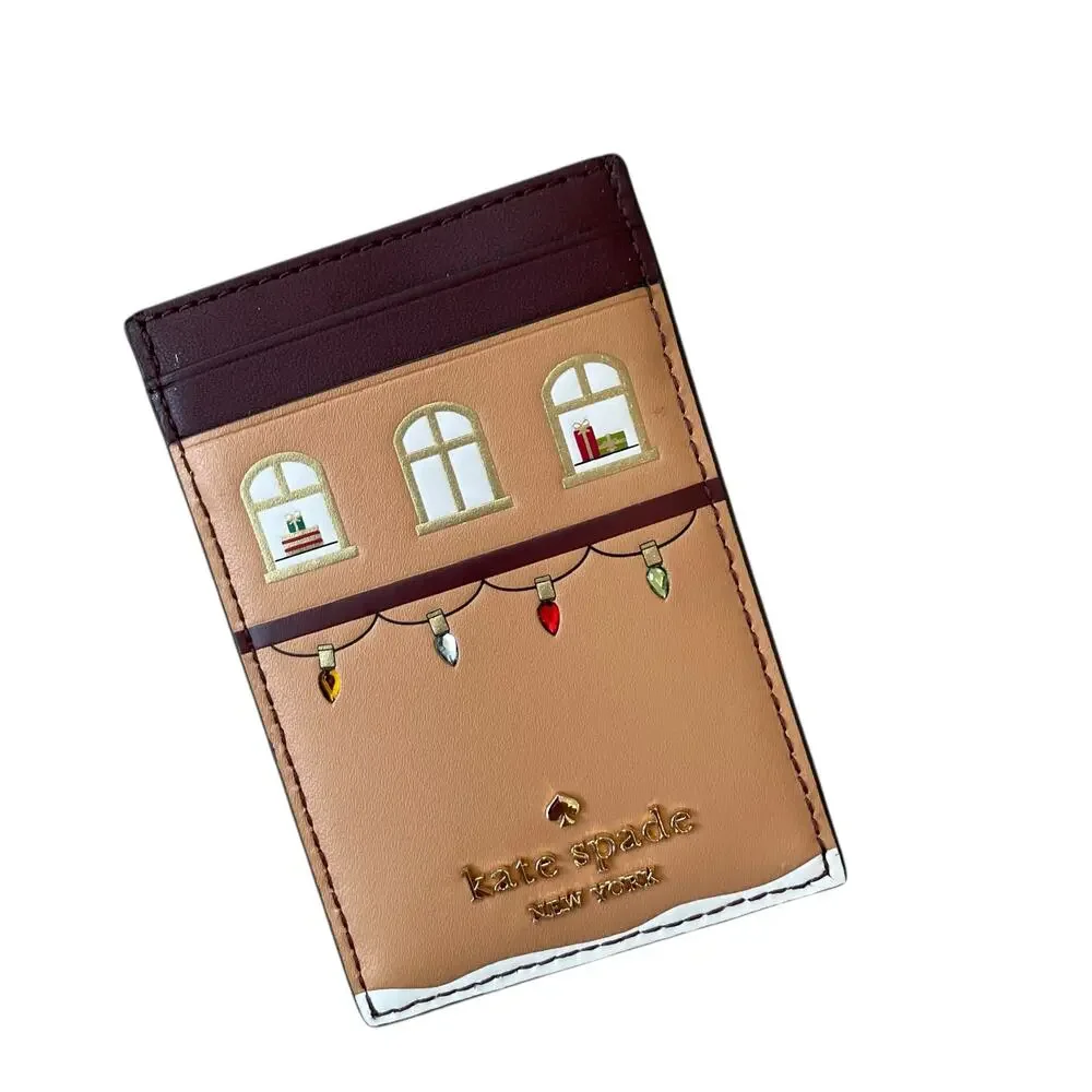 Kate Spade New York Oh What Fun Gingerbread House Small Slim Cardholder NEW